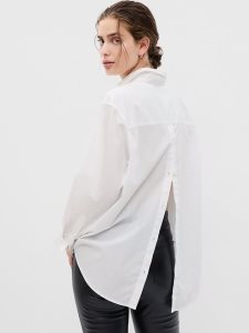 Gap 100% Organic Baumwoll Button-Back Big Weiß | 3905-SHIAB