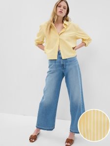 Gap 100% Organic Baumwoll Cropped Gelb Weiß | 4768-UAKQS