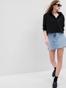 Gap 100% Organic Baumwoll Cropped Schwarz | 3672-LPABD