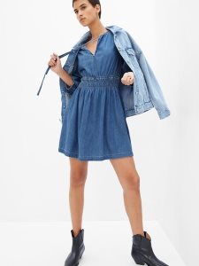 Gap 100% Organic Baumwoll Denim Puff Waschen | 9142-ZCVGJ