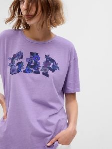 Gap 100% Organic Baumwoll Floral Logo Lila | 1703-ZYSXB