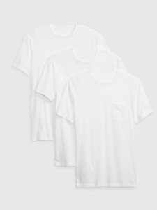 Gap 100% Organic Baumwoll Pocket (3-Pack) Weiß | 6302-SQZFH
