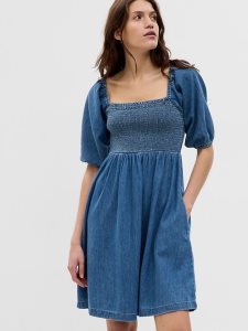 Gap 100% Organic Baumwoll Puff Sleeve Denim Waschen | 4016-UBSTP
