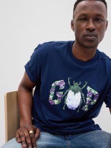Gap 100% Organic Baumwoll Raku Inoue Logo Blau | 1530-IMOCD
