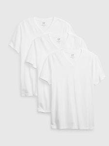 Gap 100% Organic Baumwoll Standard V-Neck (3-Pack) Weiß | 2905-QMVGI