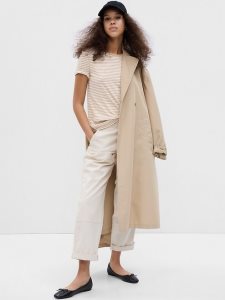 Gap 100% Organic Baumwoll Vintage Crewneck Beige Weiß | 1380-RCXJB