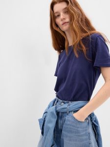 Gap 100% Organic Baumwoll Vintage Crewneck Navy Blau | 5174-NUEXG