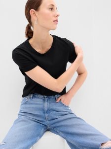 Gap 100% Organic Baumwoll Vintage Crewneck Schwarz | 9803-POBTV