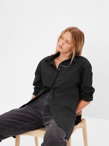 Gap 100% Organic Baumwoll Weekend Tunic Schwarz | 7895-MFAUE