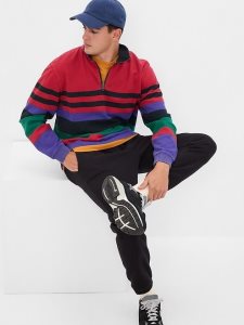 Gap Archive Pique Half-Zip Pullover Rot | 0286-NKZDY