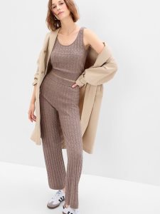 Gap CashSoft Cable-Knit Grau Braun | 7293-SNFEL