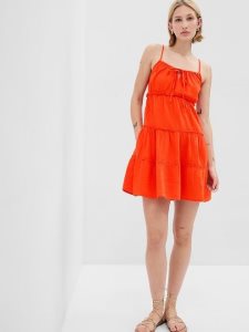 Gap Crinkle Gauze Tiered Mini Orange | 0984-XWLMQ
