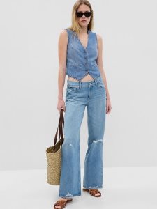 Gap Cropped Denim Vest Indigo | 4203-QXSRL