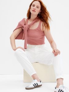 Gap Cropped Schlank Rib Rosa Rosa | 9651-DLCJG