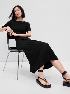 Gap Cutout Maxi T-Shirt Schwarz | 6479-JXYKV