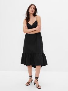 Gap Deep V-Neck Cami Midi Schwarz | 3149-AKNSC
