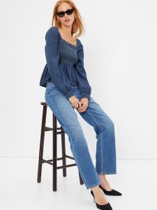 Gap Denim Smocked Peplum Waschen | 4065-RKWAN