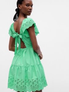 Gap Flutter Sleeve Eyelet Mini Grün | 2784-OJLER