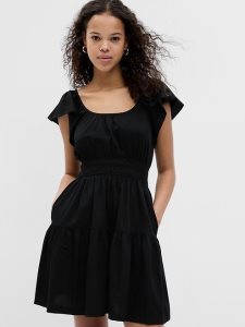 Gap Flutter Sleeve Tiered Mini Schwarz | 3097-MCLVX
