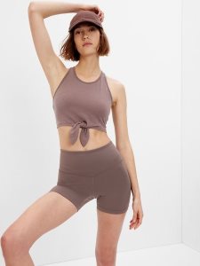Gap GapFit Breathe Tie-Front Cropped Brami Braun | 6137-HSCWX