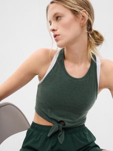 Gap GapFit Breathe Tie-Front Cropped Brami Grün | 9614-RXSBW