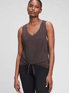 Gap GapFit Breathe V Neck Knot-Front Braun | 0239-ZGJIV