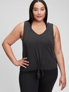 Gap GapFit Breathe V Neck Knot-Front Schwarz | 5316-QVRCB