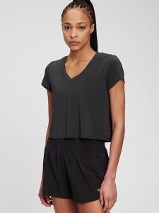 Gap GapFit Breathe V Neck Schwarz | 4921-EYGHW
