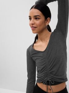 Gap GapFit Brushed Jersey Cropped Cinch Grau | 0726-VUOJR