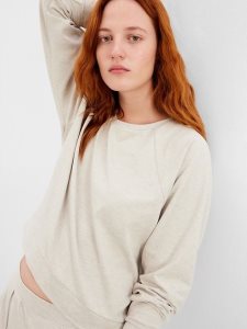 Gap GapFit Brushed Jersey Hi-Low Sweatshirt Beige | 2436-OVKNM