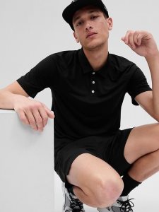Gap GapFit Recycled Active Polo Schwarz | 1685-WBMSC