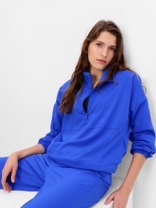 Gap GapFit Recycled Fleece-Gefütterte Half-Zip Track Blau | 7483-LJOYH