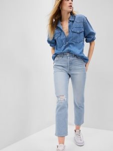 Gap High Rise Cheeky Gerade Hellwaschen | 1380-GATFO