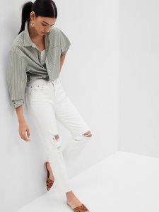 Gap High Rise Cheeky Gerade Weiß | 1052-OWXUJ