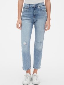 Gap High Rise Cheeky Gerade with Distressed Detail Hellindigo | 8475-ZDHBX