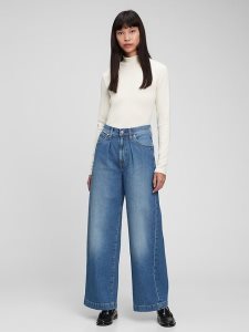 Gap High Rise Falten Weite-Leg Trouser | 9486-YTFGJ