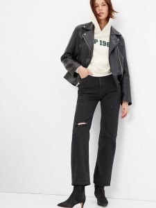 Gap High Rise Organic Baumwoll 90s Loose Schwarz | 6809-VATGJ