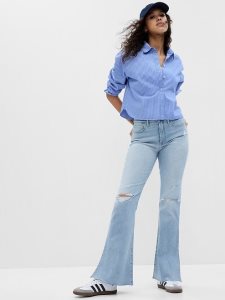 Gap High Rise Split-Hem 70s Flare Hellwaschen | 0873-NPYWS