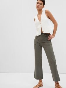 Gap High Rise Stride Khakis Grün | 0841-JEMQT
