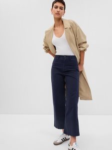 Gap High Rise Stride Khakis Navy Blau | 3967-EQJTM