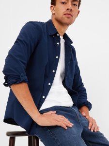 Gap Klassische Oxford in Untucked Fit Navy | 0719-IFANV