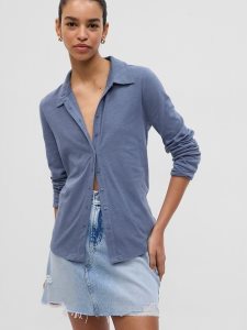Gap Knit Shirt Blau | 4728-QCVRG