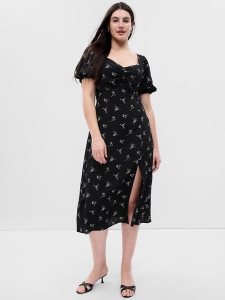Gap LENZING ECOVERO Puff Sleeve Slit Schwarz | 9421-YQOSX