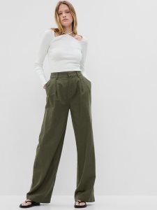 Gap Linen-Baumwoll Falten Grün | 9381-SOQRK