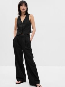 Gap Linen-Baumwoll Falten Schwarz | 6217-FXQIK