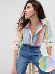 Gap Linen Boyfriend Mehrfarbig | 2948-RYOMB