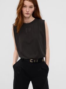 Gap Logo Muscle Ärmellose Schwarz | 3694-KQNFS