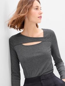 Gap Metallic Rib Crossover Cutout Silber Grau | 0934-UVFPE