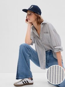 Gap Metallic Stripe Big Metal Blau | 1469-ZCVQJ