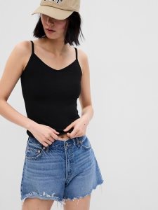 Gap MicroRib Shelf-Bra Schwarz | 6532-HGXOQ